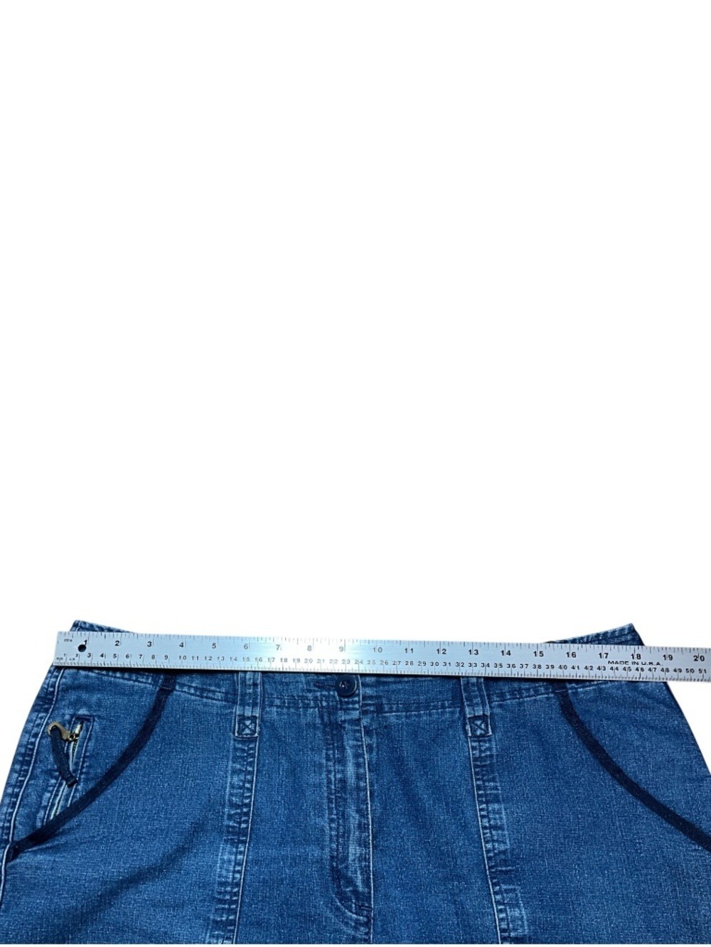 ALIA Cotton Blend Multi Pocket Capri Jeans w/ Contrast Navy Trim Detail Sz 14 - Picture 6 of 9